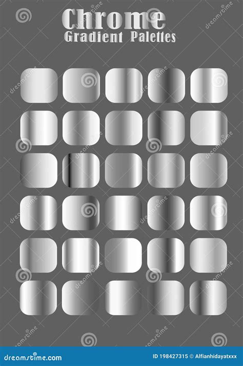 chrome color gradient palette stock vector illustration  grey