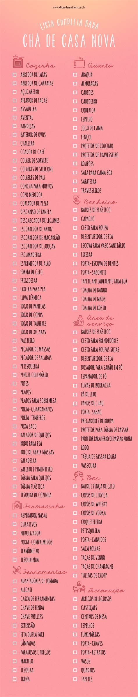 Lista De Chá Da Casa Nova - Lista de chá de casa nova: saiba como fazer a sua sem esquecer de nada ...
