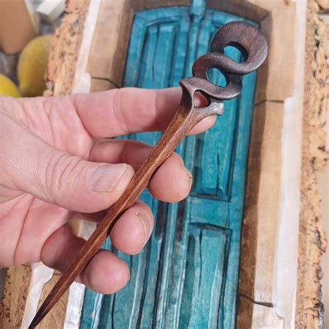 Wood hair stick, hand carved bass wood Biofa oil finish | Wooden hair