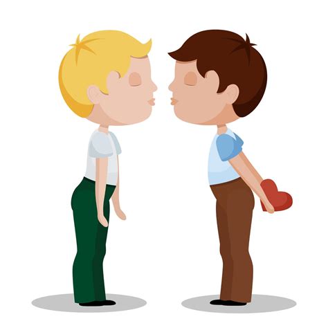 Two boys kissing. Valentine's day. Gay couple, LGBT. Cartoon flat