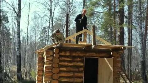 строим баню в тайге - YouTube