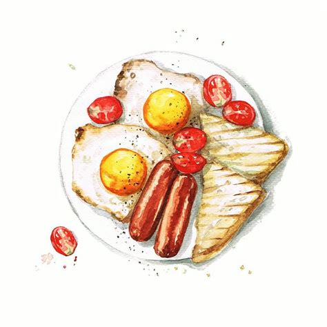 Weekend Breakfast Watercolor Painting