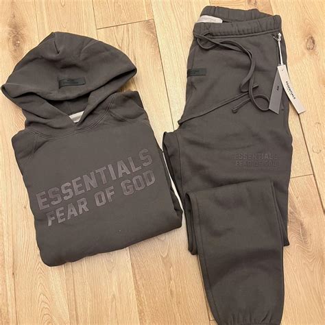 fear  god essentials  black tracksuit depop