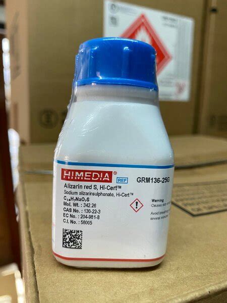 Alizarin red S (25 กรัม/ขวด) ยี่ห้อ Hi-media, india - แล็ป วัลเล่ย์ ...