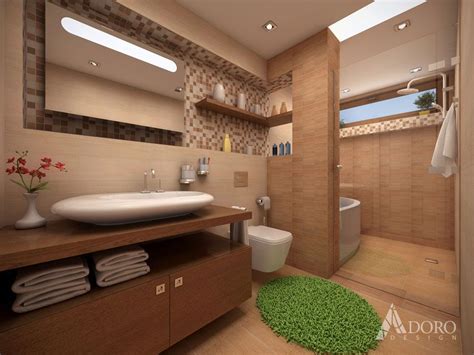 Bathroom with wood decor tiles / Баня с плочки в дървесен декор | Дом ...