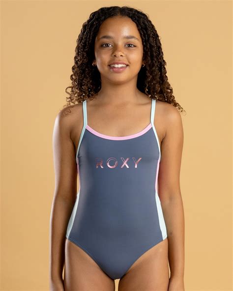 Roxy Girls' Colourblock One Piece Swimsuit In Vintage Indigo - FREE