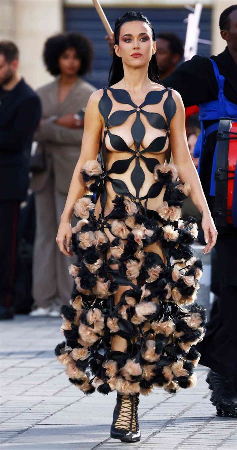 Katy Perry Rocks Red-Hot Dress with Mega Train Featuring Lyrics from