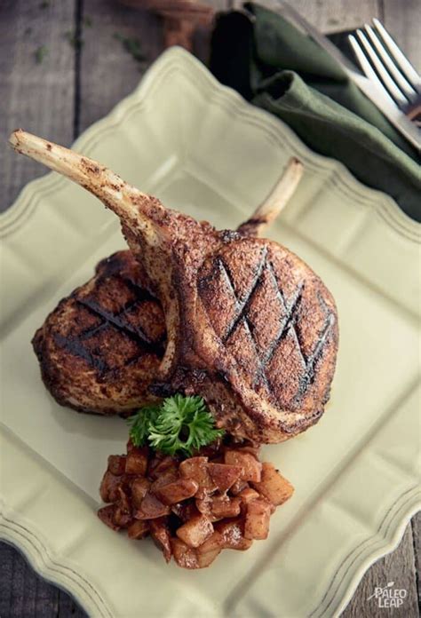 Cinnamon Pork Chops with Spiced Pear Chutney Recipe | Paleo Leap