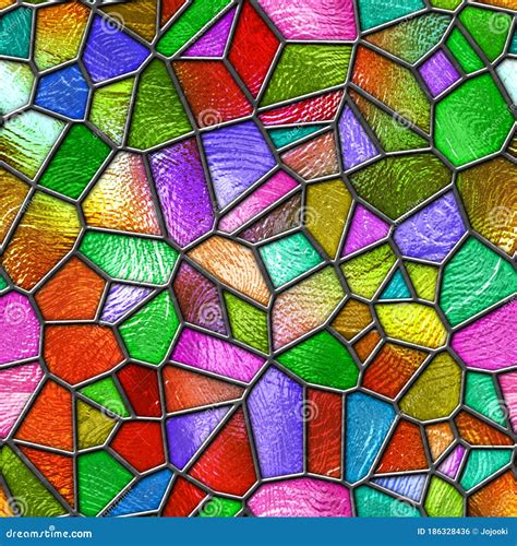 Stained Glass Seamless Texture with Pattern for Window, Colored Glass ...