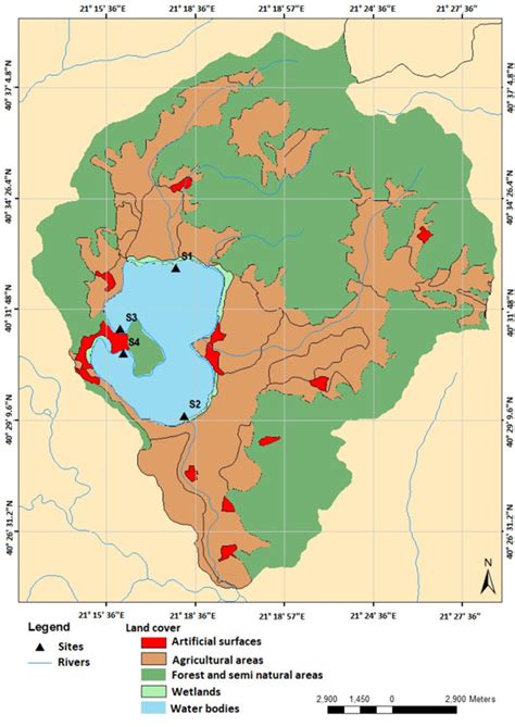 map showing  location   monitoring sites   lake