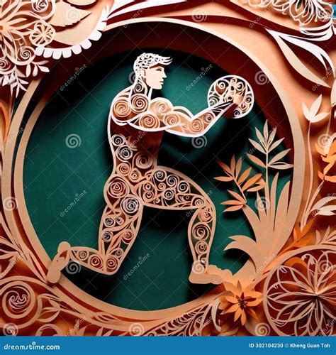 Fitness Muscular Athlete, Design Made of Paper, Traditional Papercut ...
