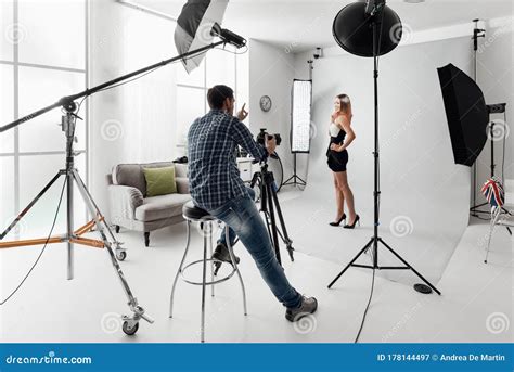 Model Posing for a Photo Shoot Stock Image - Image of interior ...