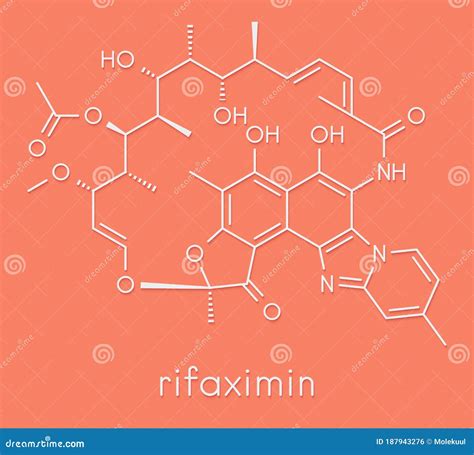 Rifaximin Antibiotic Drug Molecule. Skeletal Formula. Stock ...