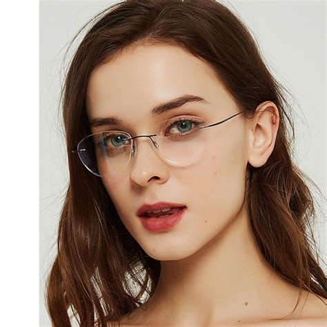 armacao de oculos de grau sem aro gatinho retangular oculos titanium