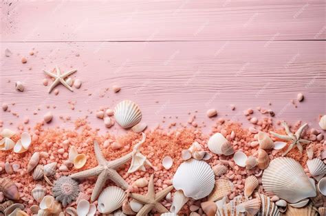 Premium AI Image | Sea shells on a pink background