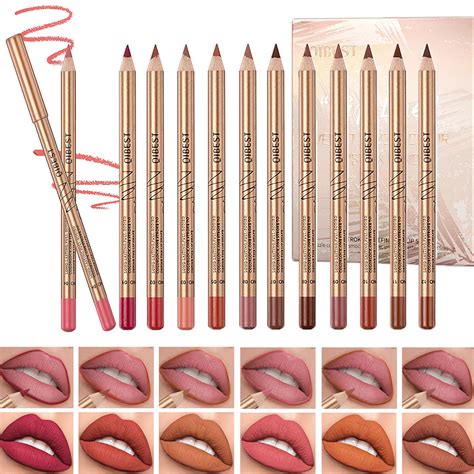 Amazon.com : DENESTUP 12 Colors Lip Liner Set, Brown Pink Red Series