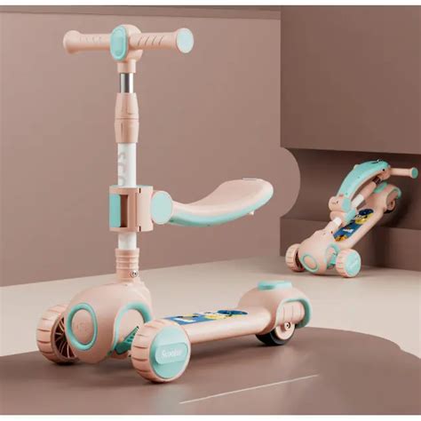 Скутер 3 в 1, детский трехколесный самокат Scooter H066 с подсветкой ...