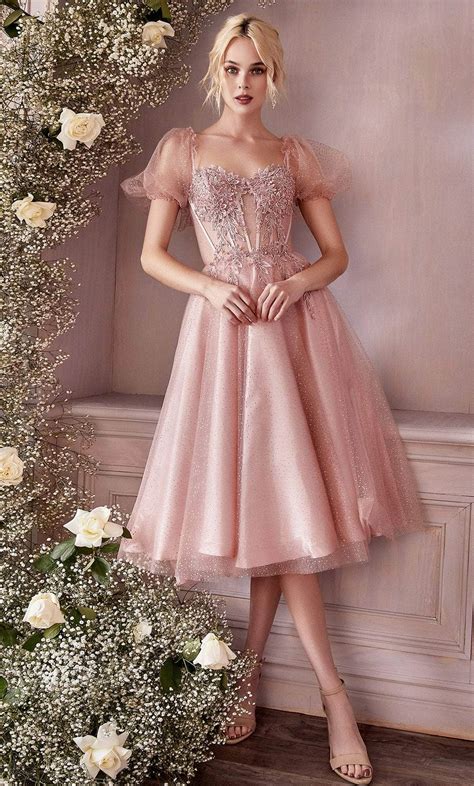 Ladivine CD0187 - Tea Length Corset Cocktail Dress – Couture Candy