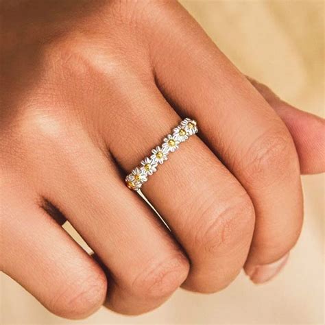 925 Sterling Silver Daisies Flower Open Ring - Medium | Обручальные ...