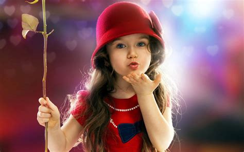 Download Little Girl Child In Red Dress Wallpaper | Wallpapers.com