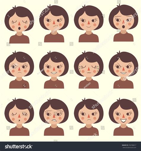 Cartoon Vector Face Emotion Icon Character Stock Vector (Royalty Free) 256788817 | Shutterstock