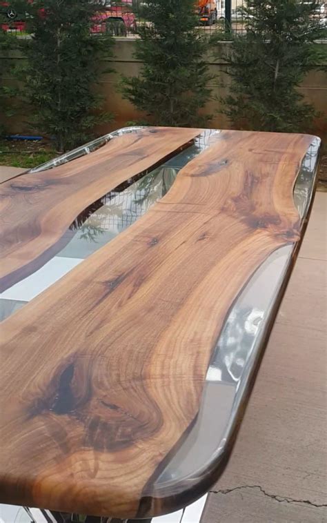 Made to order custom wood resin clear epoxy table epoxy walnut dining