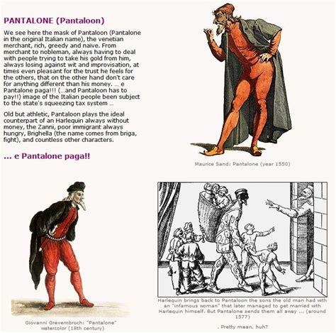 PANTALONE (Pantaloon) | Commedia, Arte, Maschere