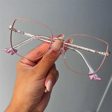 Óculos De Grau Feminino Quadrado Fino - Óculos Quadrado Feminino armação de Grau Óculos de descanso metal ...