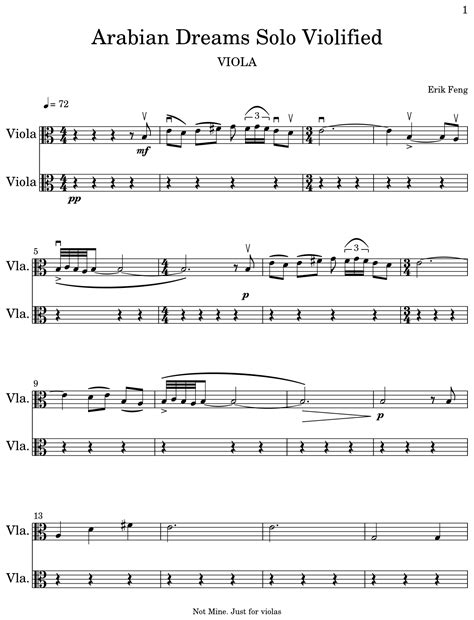 Arabian Dreams Solo Violified - Sheet music for Viola