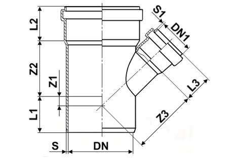 Тройник 110×50×45° для внутренней канализации