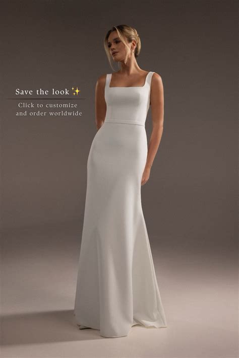Sheath Silhouette Crepe Wedding Dress With Square Neck Bethany in 2025