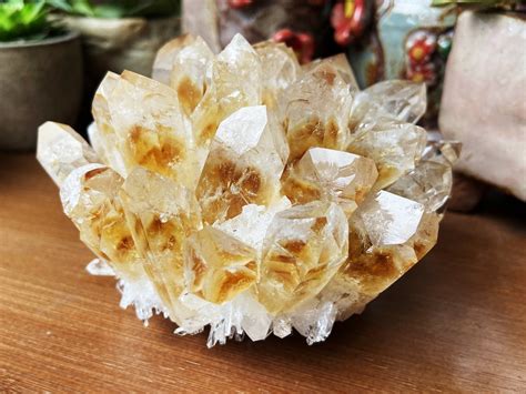 Crystal Cluster600g Yellow Quartz Cluster Crystalgreen Quartz Point Vugmineral Specimen Healing ...