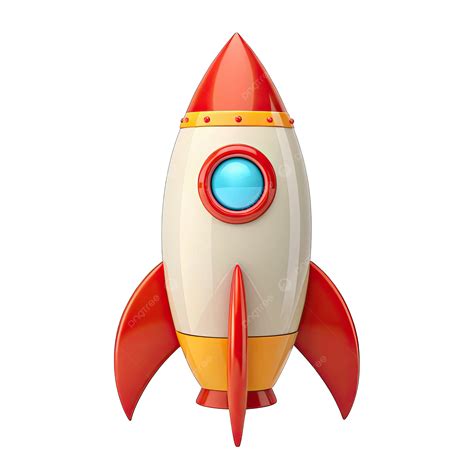 Gambar Gaya Kartun Roket Merah Dan Putih Dengan Latar Belakang Telus