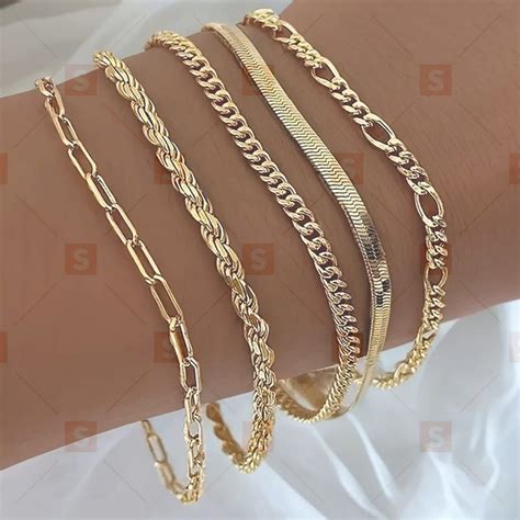 Дамски златни вериги гривни комплект за жени – Sofia Online Store