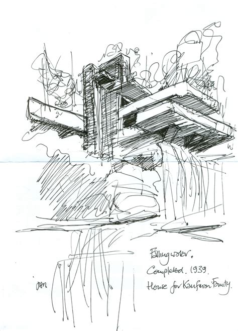 Fallingwater Sketch at PaintingValley.com | Explore collection of Fallingwater Sketch