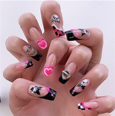 kuromi nails Super Cute Nails, Really Cute Nails, Cute Nail Art, Pretty ...