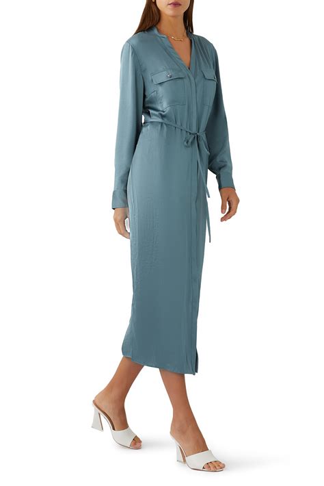 Buy Theory Crushed Satin Utility Dress for Womens | Bloomingdale's Kuwait