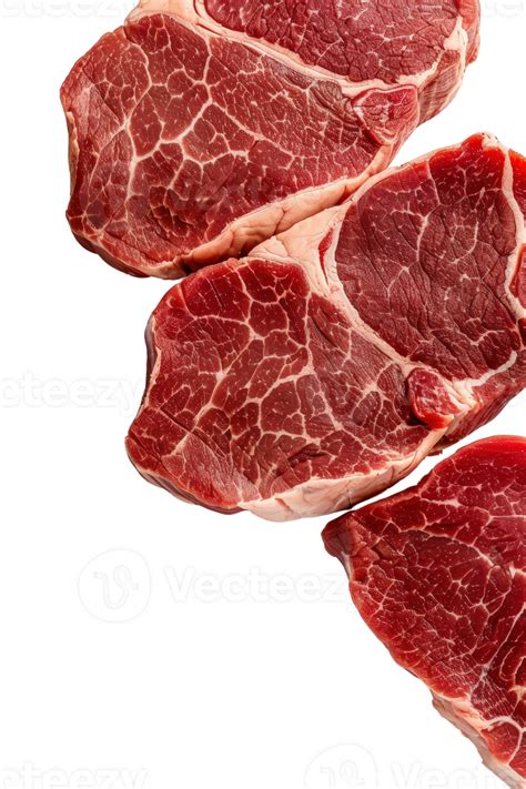 Fresh Raw Ribeye Steaks on White Background Perfect for Culinary Arts
