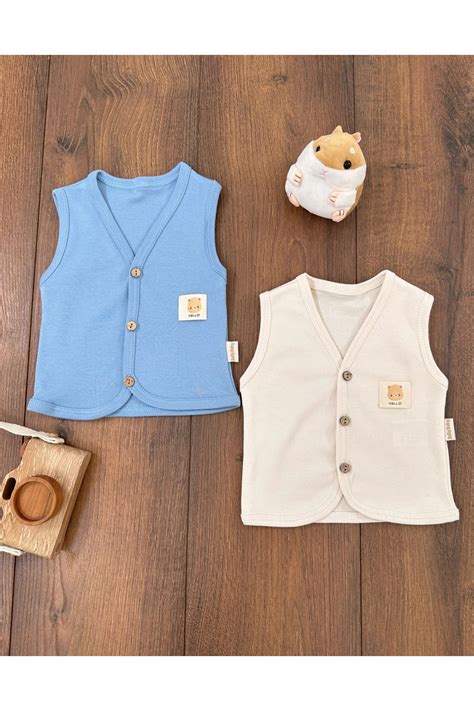 Babexi Bebek Yelek 2li Set %100 Organik Pamuk Yumuşak Doku Mevsimlik ...
