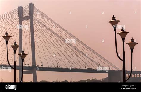 Cables supporting the deck of first and longest cable-stayed bridge in ...