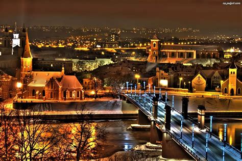 Most, Litwa, Miasto, Kowno, Noc