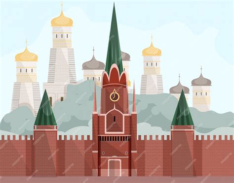 Открытка. Московская Красная площадь с золотыми куполами. | Премиум векторы
