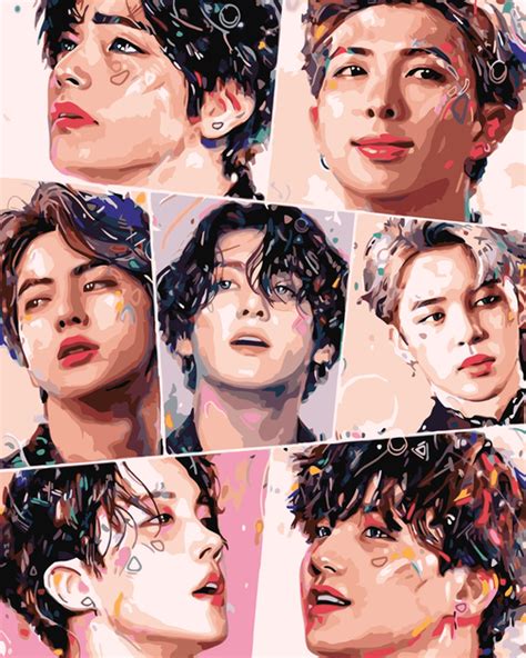 Картина по номерам 40×50 см Kontur. K-Pop БТС BTS Bangtan Boys DS0580 ...