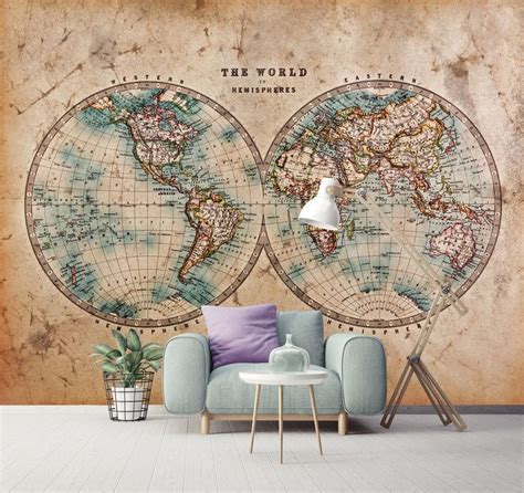 World Map Abstract Illustration Wallpaper Wall Covering | World map ...