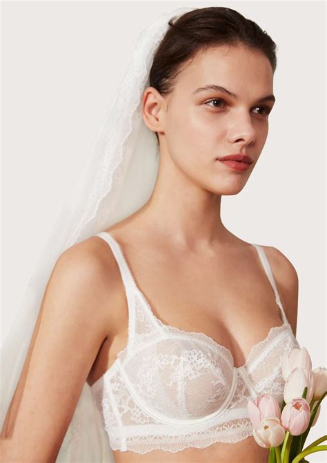 white floral lace bridal bra hsia