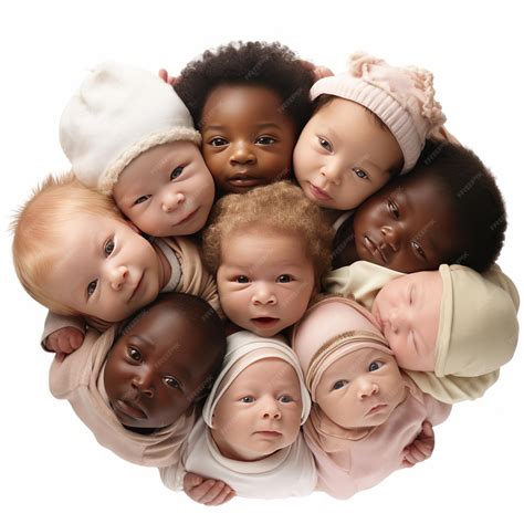 premium photo  mosaic  emotions multicultural newborn babies