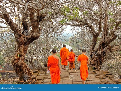 Monks at Wat Phu, Laos editorial image. Image of tourism - 23811770