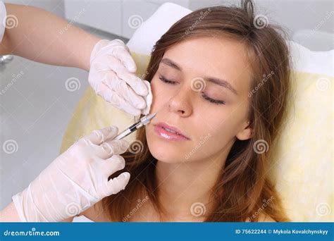 mesotherapy injections   face stock photo image  healthy
