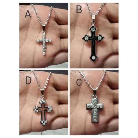 Jual RAL007. Kalung+Liontin salib stenlis rhodium ukuran 45 cm | Shopee ...