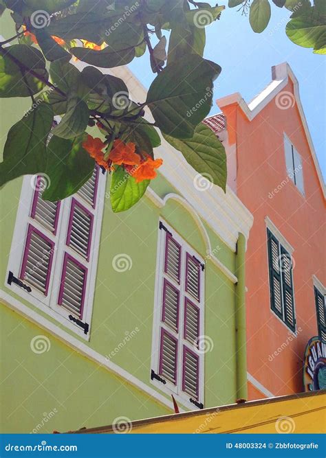 Colorful Houses Willemstad, Curacao Stock Photo - Image of pink